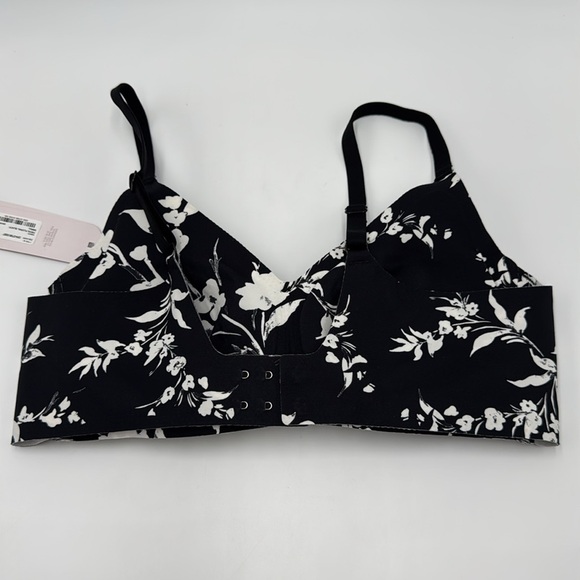 NWT Ambrielle Priya Floral V-Neck Lounge Bra – Black, Size S - Picture 6 of 10
